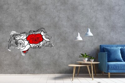 Decorazione da parete buco nel muro Rose rosse in un buco nel muro