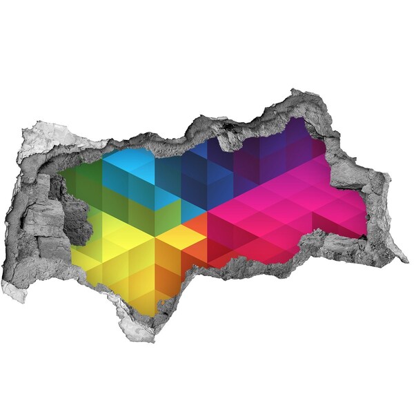 Adesivo con vista dietro il muro Illusione colorata dello spazio