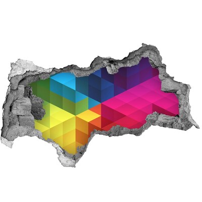 Adesivo con vista dietro il muro Illusione colorata dello spazio