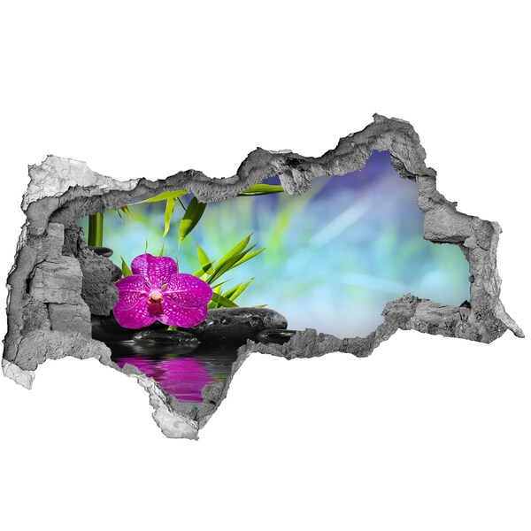 Sticker effetto rottura muro Un'oasi di pace con un'orchidea