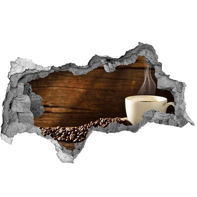 Decorazione da parete buco nel muro Caffè e chicchi su uno sfondo di legno