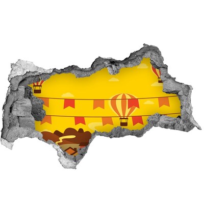 Adesivo con vista dietro il muro Paesaggio di mongolfiere tra le montagne