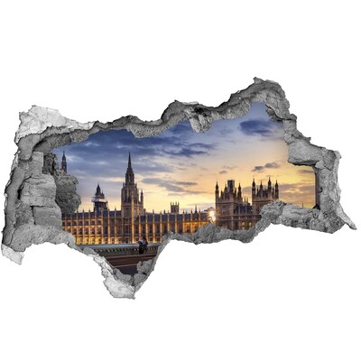 Sticker effetto rottura muro Tramonto su Londra