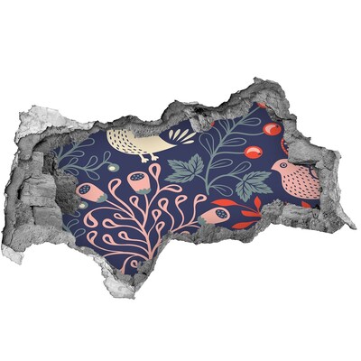 Decorazione da parete buco nel muro Motivo floreale con gufi