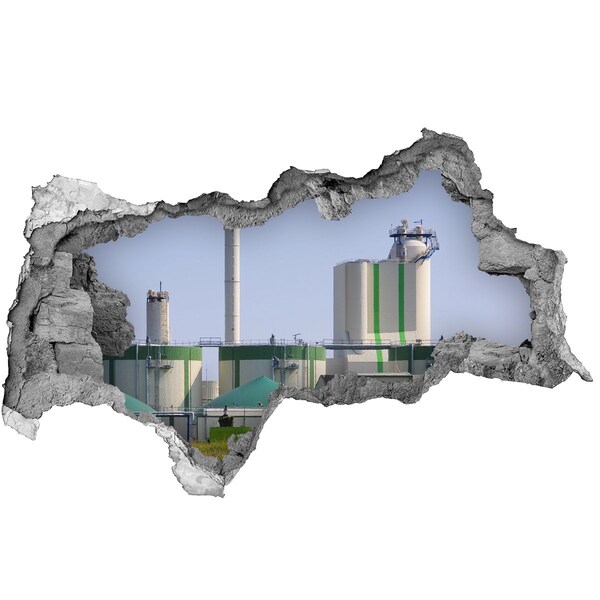 Sticker effetto rottura muro Fabbrica sullo sfondo