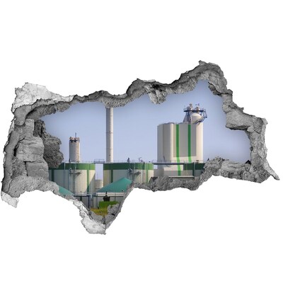 Sticker effetto rottura muro Fabbrica sullo sfondo