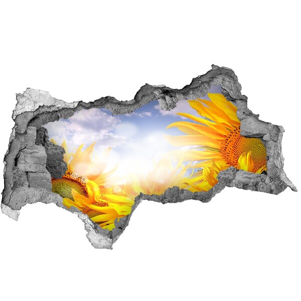 Adesivo con vista dietro il muro Girasoli alla luce del sole