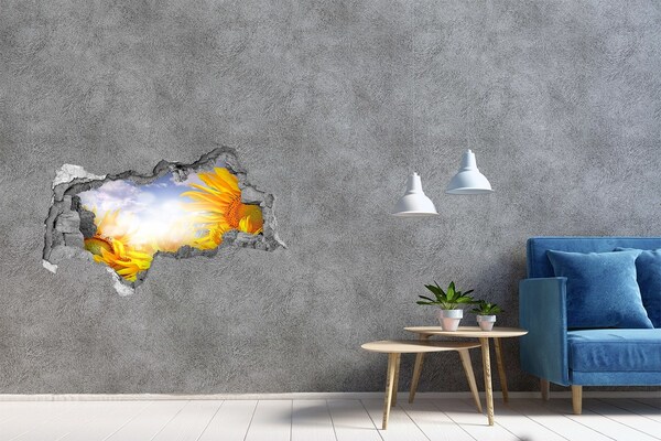 Adesivo con vista dietro il muro Girasoli alla luce del sole