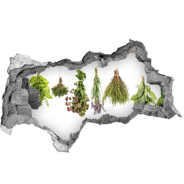 Adesivo con vista dietro il muro Angolo delle erbe aromatiche in cucina