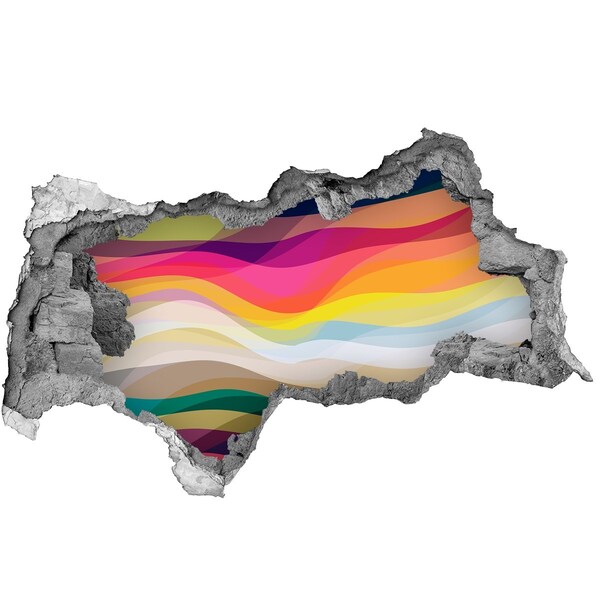 Decorazione da parete buco nel muro Onde colorate su uno sfondo di cemento