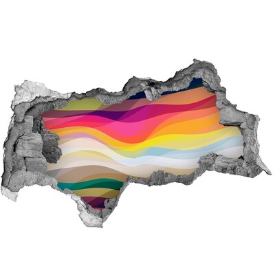 Decorazione da parete buco nel muro Onde colorate su uno sfondo di cemento