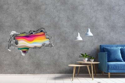 Decorazione da parete buco nel muro Onde colorate su uno sfondo di cemento