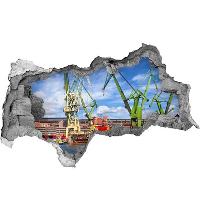 Sticker effetto rottura muro Porto industriale in funzione