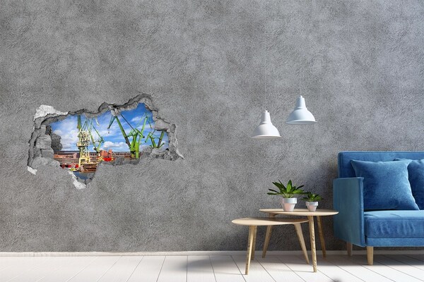 Sticker effetto rottura muro Porto industriale in funzione