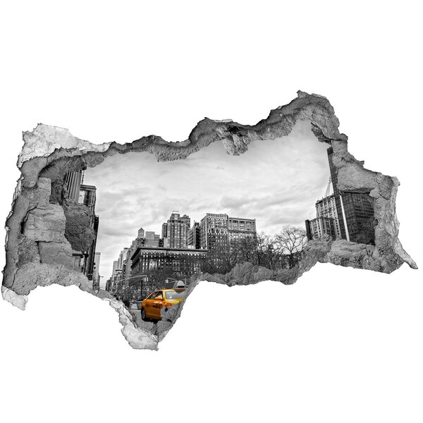 Decorazione da parete buco nel muro I taxi di New York nel paesaggio urbano