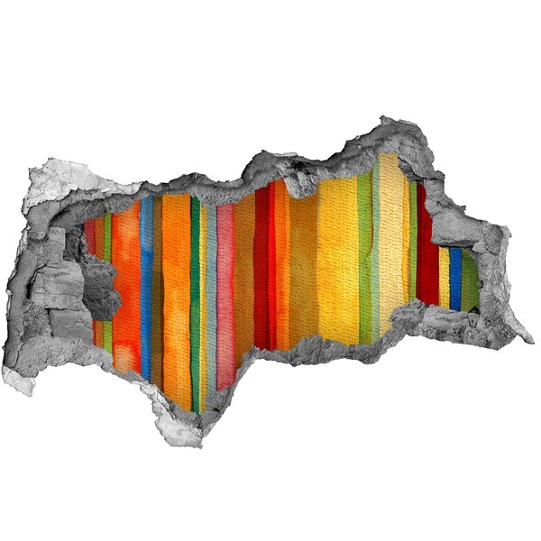 Decorazione da parete buco nel muro Strisce colorate su un muro danneggiato