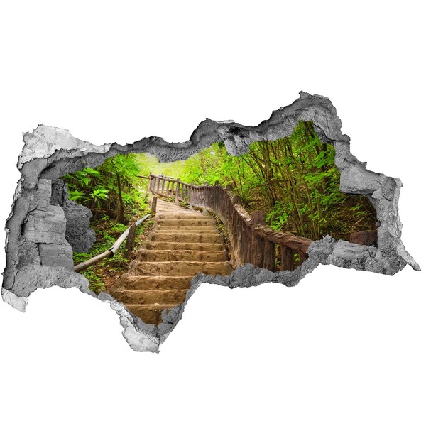 Adesivo con vista dietro il muro Sentiero forestale in montagna