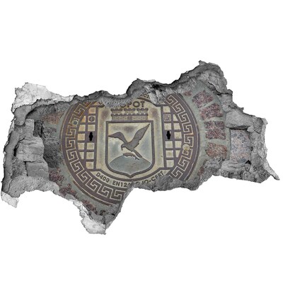 Adesivo con vista dietro il muro Sopot – Coperchio della fognatura comunale