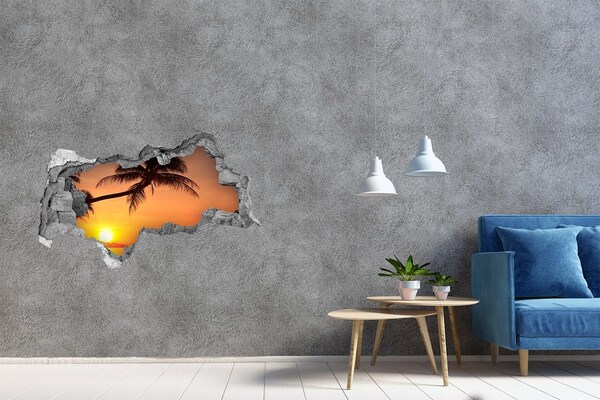 Decorazione da parete buco nel muro Tramonto su una spiaggia tropicale