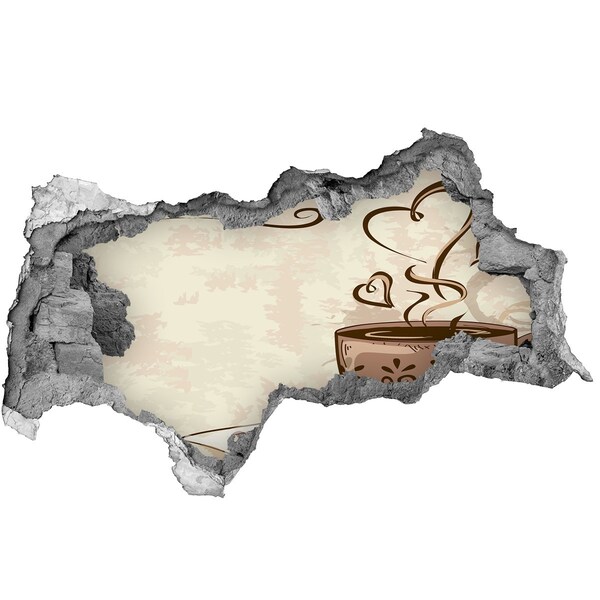 Sticker effetto rottura muro Una deliziosa tazza di caffè fumante