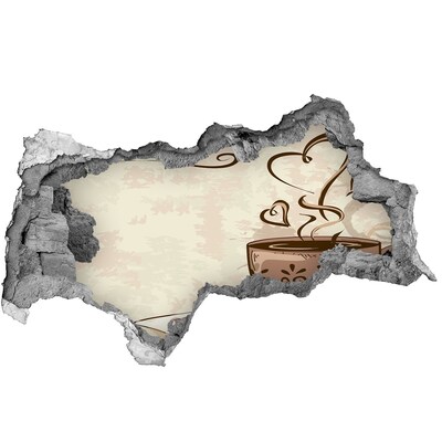Sticker effetto rottura muro Una deliziosa tazza di caffè fumante