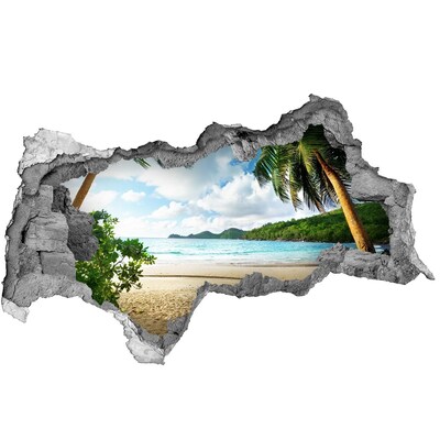 Sticker effetto rottura muro Spiaggia tropicale con palme