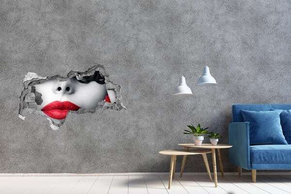 Decorazione da parete buco nel muro Labbra rosse