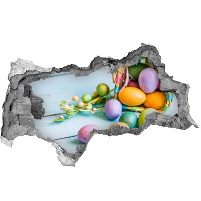 Adesivo con vista dietro il muro Uova di Pasqua nel buco