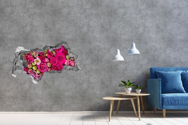 Decorazione da parete buco nel muro Un'esplosione floreale di rose