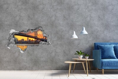 Decorazione da parete buco nel muro Tramonto sul ponte