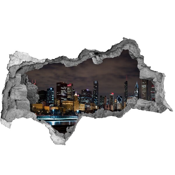 Decorazione da parete buco nel muro Panorama notturno della città