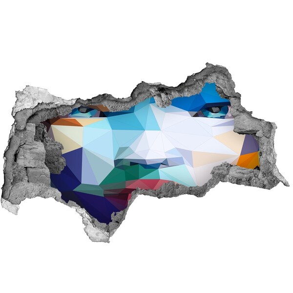 Sticker effetto rottura muro Un paesaggio nei colori della geometria