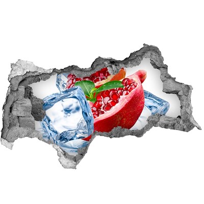 Adesivo con vista dietro il muro Buco succoso del frutto del melograno