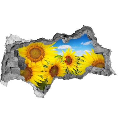 Sticker effetto rottura muro Un paradiso floreale con girasoli