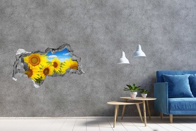 Sticker effetto rottura muro Un paradiso floreale con girasoli