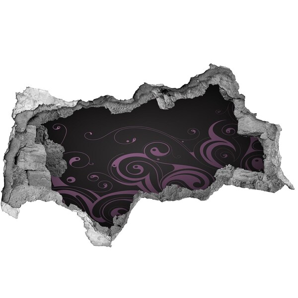 Decorazione da parete buco nel muro Motivi viola su sfondo nero