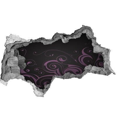Decorazione da parete buco nel muro Motivi viola su sfondo nero