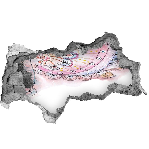 Adesivo con vista dietro il muro Motivo colorato su sfondo di cemento