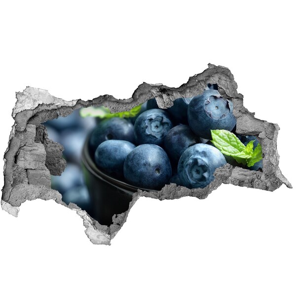 Adesivo con vista dietro il muro Mirtilli in un buco nel muro