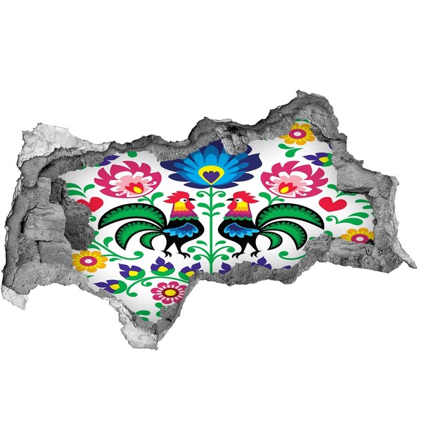 Sticker effetto rottura muro Folclore floreale con finferli