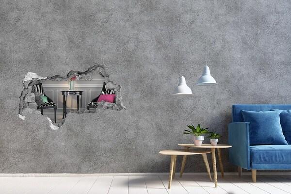 Decorazione da parete buco nel muro Un tavolo dorato in un interno elegante