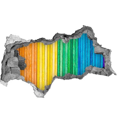 Decorazione da parete buco nel muro Tavole colorate in un buco nel muro