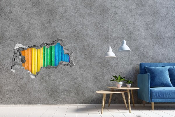 Decorazione da parete buco nel muro Tavole colorate in un buco nel muro