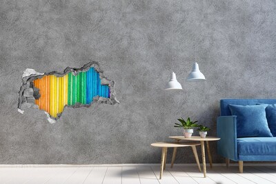 Decorazione da parete buco nel muro Tavole colorate in un buco nel muro