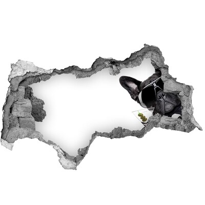 Decorazione da parete buco nel muro Cane elegante con una bevanda