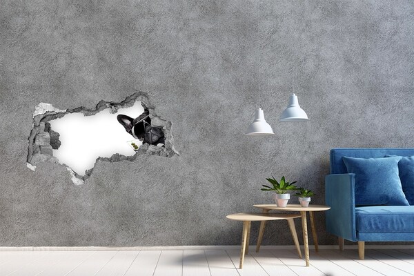 Decorazione da parete buco nel muro Cane elegante con una bevanda
