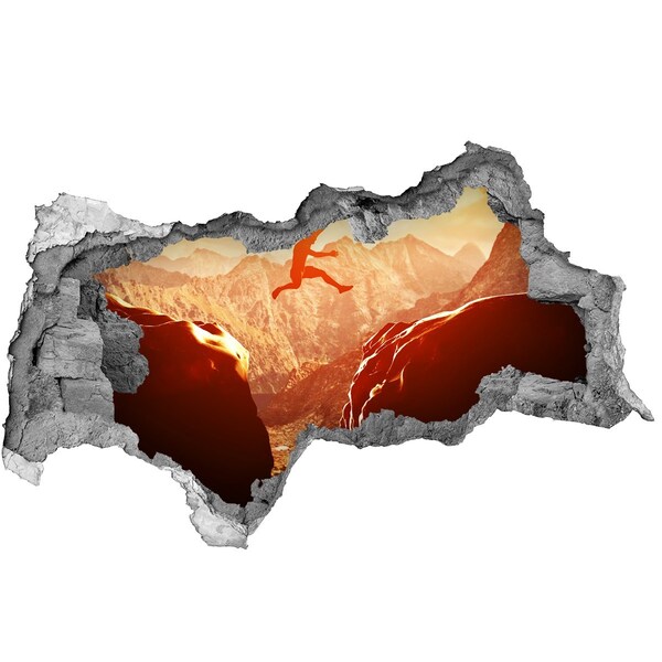 Adesivo con vista dietro il muro Salta nell'abisso