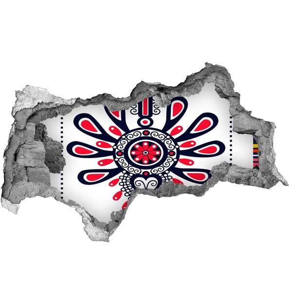 Sticker effetto rottura muro Motivo etnico colorato in un buco nel muro