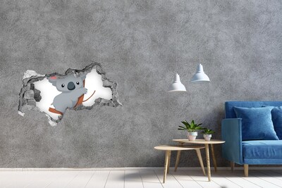 Sticker effetto rottura muro Koala in un buco nel muro