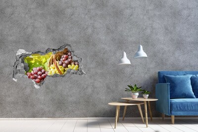 Adesivo con vista dietro il muro Frutta nel cesto